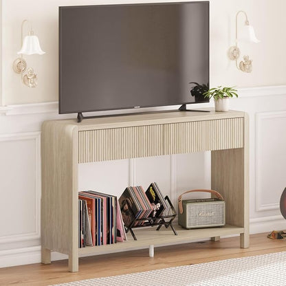 FATORRI Console Table for Entryway Storage, 47.2 inch Wood Sofa Tables for Living Room, Couch Table with 2 Drawers for Hallway, Light Walnut