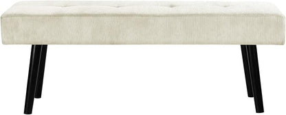 Comfy to go Entryway Bench - Beige Bench for Bedroom, Modern Ottoman End of Bed, Corduroy Padded Benches for Living Room, Foyer, Mudroom, Hallway - 39" L x 14" W x 17" H