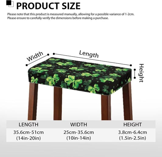 Green Bow Bar Stool Covers Rectangle Valentines Decorations Bar Stool Seat Covers Lucky Leaf Vanity Chair Cover Rectangle 2 Pack Counter Stool Bar Chair Cover for Kitchen Pub Dining Room