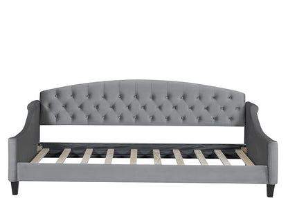 Ball & Cast Twin Size Daybed,Velvet Upholstered Day Bed Frame with Button Tufted Backrest,Modern Sofa Bed for Living Room, Bedroom,Guest Room,No Box Spring Needed,Gray