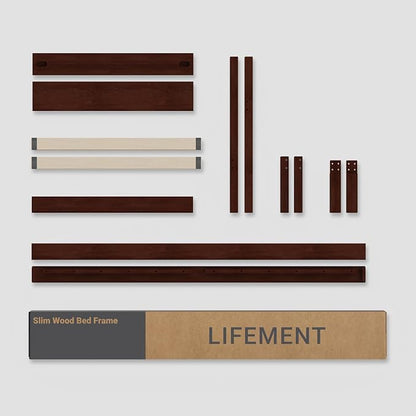 LIFEMENT Classic Wood Platform Bed Frame with Headboard, Essential, Noise Free, Under Bed Storage, No Box Spring Needed, Easy Assembly (Walnut, Queen (U.S. Standard))