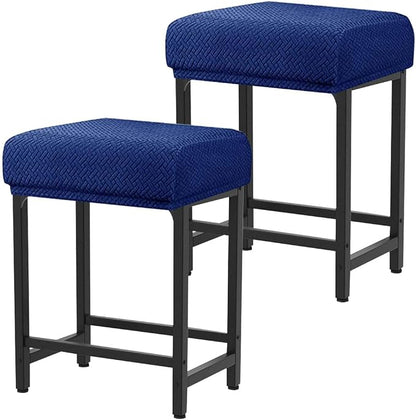 Levoberg Bar Stool Cover Rectangle Stretch Counter Height Barstool Slipcovers Rectangular Vanity Stool Cover Kitchen Counter Saddle Seat Cover for Wooden Metal Bench Set of 2 Navy