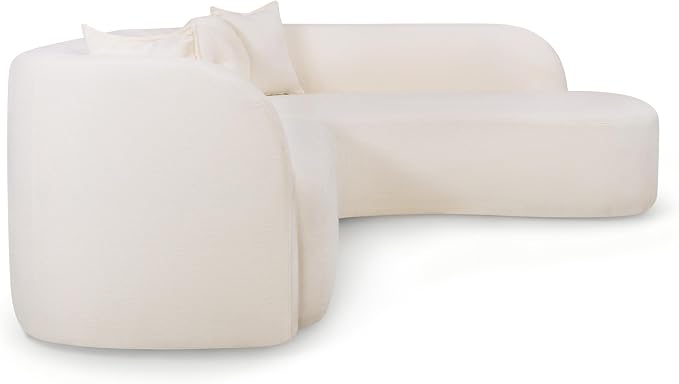 Curved Sectional Sofa with Chaise, 128" Oversized Cloud Couch, Chenille Fabric, High-Density Foam, Deep Seating, No Assembly, L-Shaped Sectional, Modern Living Room Sofa, Cream White