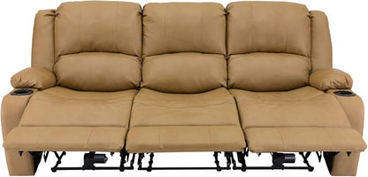 RecPro RV Recliner Charles 80" Powered Triple Wall Hugger | Drop Down Console | RV Furniture with Upgraded 2023 Fabric (Toffee)