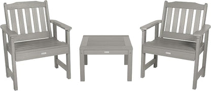 Highwood AD-KITCHGL2-HGR 2 Lehigh Garden Chairs with 1 Square Side Table 3-Piece Set, Harbor Gray