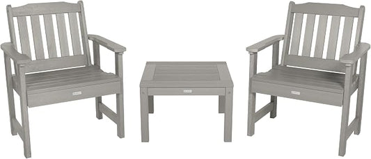 Highwood AD-KITCHGL2-HGR 2 Lehigh Garden Chairs with 1 Square Side Table 3-Piece Set, Harbor Gray