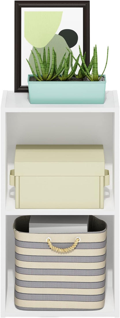 Furinno PASIR Book Shelf, 2-Tier Modern Bookshelf, Open Shelves Bookcase 9 x 12 x 21, Easy Assembly, for Living Room, Bedroom, Home Office, White
