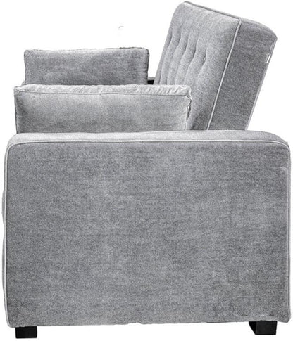 Serta Ainsley 66.5" Convertible Sleeper Loveseat, Full Size, Dreamcoil Comfort, Soft Woven Fabric, Light Grey