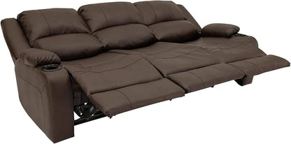 RecPro RV Recliner Charles 80" Powered Triple Wall Hugger | Drop Down Console | RV Furniture with Upgraded 2023 Fabric (Chestnut)