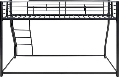 Harper & Bright Designs Twin XL Over Queen Bunk Bed, Heavy-Duty Metal Floor Bunk Bed Frame with Ladder for Kids Boys Girls Teens,Black