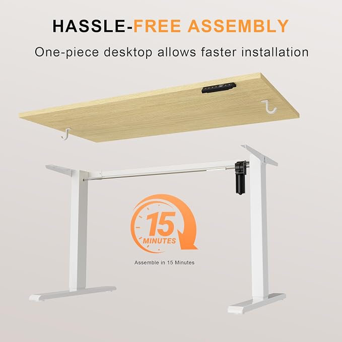 WALKINGDESK 40x24 Inches Whole Piece Electric Standing Desk, Seamless One Piece Height Adjustable Sit to Stand up Desk for Home Office, Ergonomic Computer Workstation, Oak