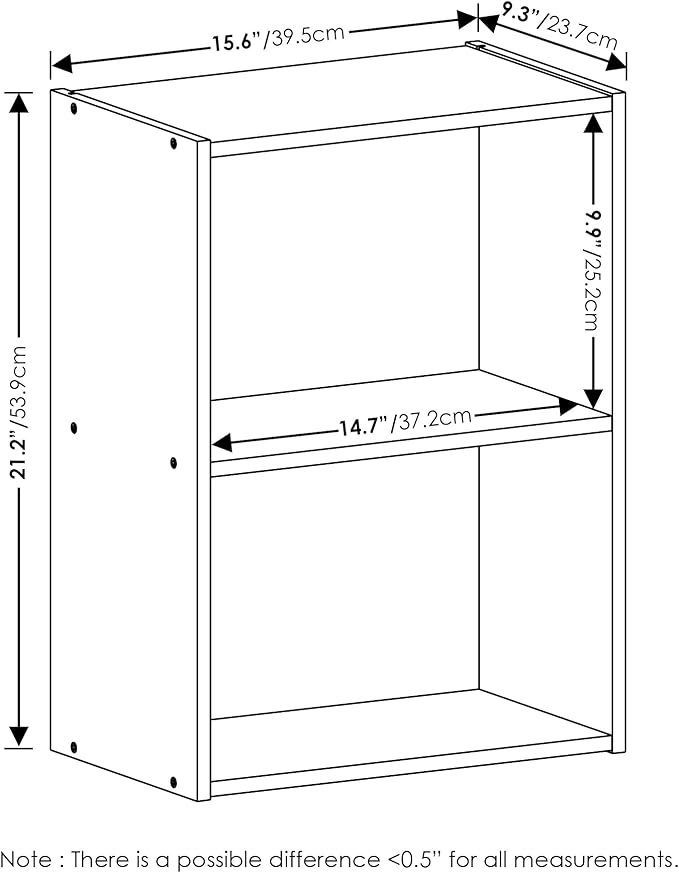 Furinno Luder Bookcase / Book / Storage, 2-Tier, Light Blue/White