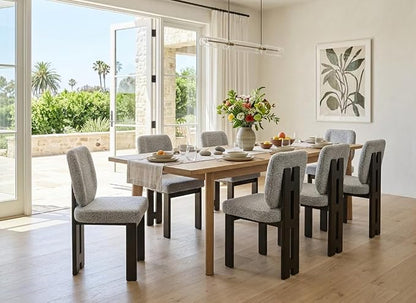 CIMOTA Boucle Dining Chairs Set of 6, Mid-Century Modern Upholstered Accent Chairs with Soft Curved Backrest and Solid Wood Legs for Kitchen, Dining Room, or Living Room, Gray