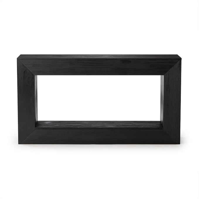 Plank+Beam Grande 56” Console Table with Bottom Shelf, Solid Pine Wood Entryway & Sofa Table, Black Wirebrush Finish