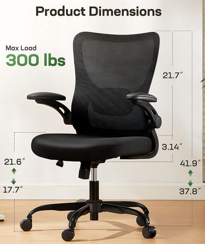 Marsail Ergonomic Office Chair Desk Chair with 3D PU Armrests and Adjustable Lumbar Support Breathable Mesh Chair Executive Rolling Swivel Comfy Task Chair for Home Office Gaming，Pack of 5