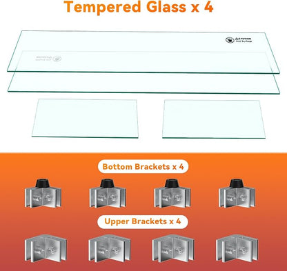 Skyflame 24 x 12 Inches Rectangular Fire Pit Glass Wind Guard Replacement for Outdoor