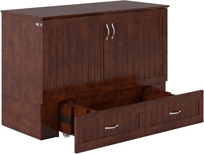AFI, Southampton Murphy Bed Chest Full with 6" Mattress, Built-in USB Charger & Storage Drawer, Walnut