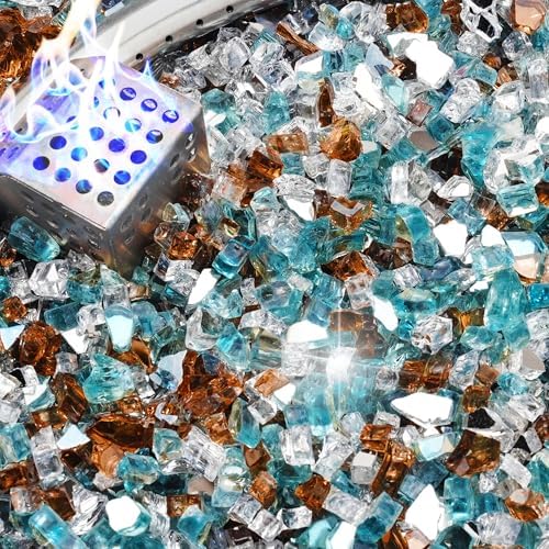 NUPICK 10 Pound Fire Glass, 1/4 Inch Reflective Fire Pit Glass