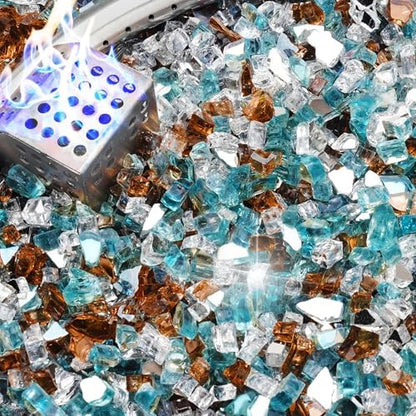 NUPICK 10 Pound Fire Glass, 1/4 Inch Reflective Fire Pit Glass