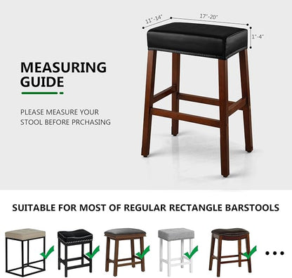 YISUN Stool Covers Rectangle - 4 Pack Stretch Oilproof Waterproof PU High Chair Cover Vanity Stool Cover Pub Counter Bar Stool Covers Saddle Seat Cover with Elastic Bands