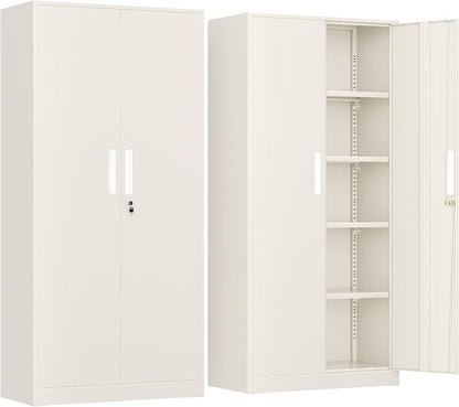 INTERGREAT Metal Lockable Storage Cabinet, 72” Storage Cabinet with 2 Doors and 4 Adjustable Shelves for Office, Home, Garage, Pantry (Assembly Required, Gray)