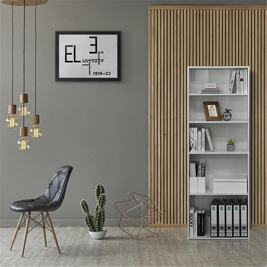 FURINNO Wright 5-Shelf Bookcase, Soft White