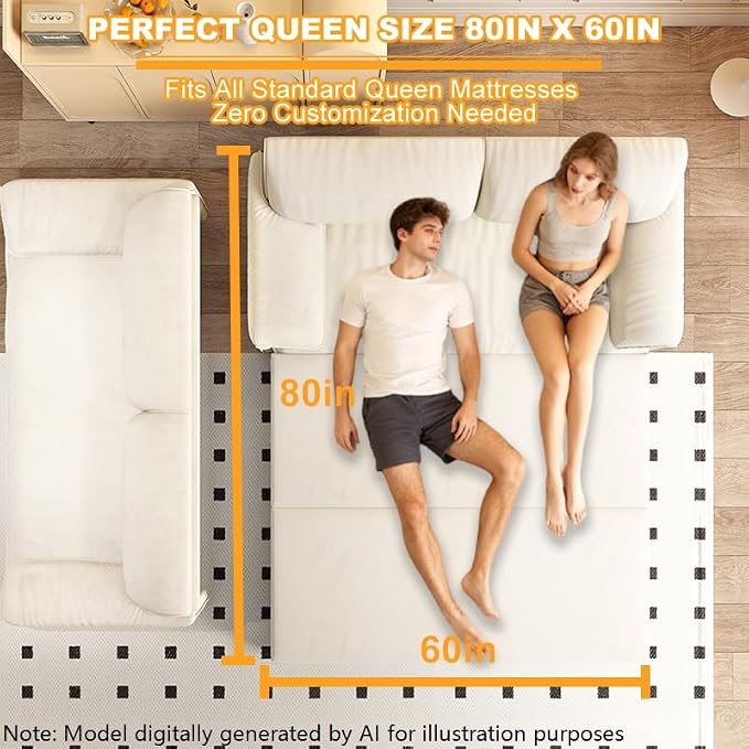 63.8" Sofa Bed Queen Size, Pull Out Couch Bed, 3-in-1 Convertible Sleeper Sofa with Side Pocket, Modern Velvet Futon Couch for Living Room, Small Space, Apartment, Bedroom, Beige