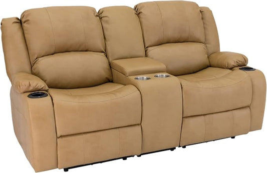 RecPro Charles 70" Powered Double RV Wall Hugger Recliner Sofa | Loveseat | RV Furniture with Upgraded 2023 Fabric (Toffee)