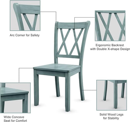 Giantex Set of 2 Dining Chairs, Rubber Wood Dining Room Chair, Farmhouse Dining Side Chairs, Max Load 400 Lbs, Wooden Kitchen Chairs for Home Kitchen, Dining Room