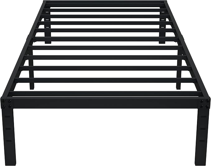EMODA 14 Inch Twin Bed Frames No Box Spring Needed, Heavy Duty Metal Twin Platform Bed Frame, Noise Free, Easy Assembly, Black
