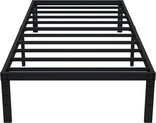 EMODA 14 Inch Twin Bed Frames No Box Spring Needed, Heavy Duty Metal Twin Platform Bed Frame, Noise Free, Easy Assembly, Black