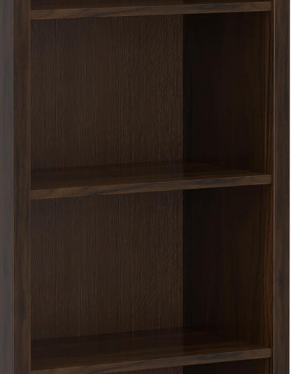 SIMPLIHOME Warm Shaker Desk and Bookcase Bundle - 48 inch Wide Solid Wood Transitional Desk with Drawers and 26 inch Wide 5-Shelf Bookcase in Brunette Brown, Home Office Furniture (Set of 2)