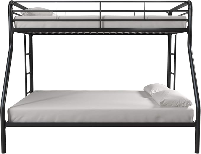 DHP Dusty Metal Bunk Bed with Secured Ladders, Twin/Full, Black