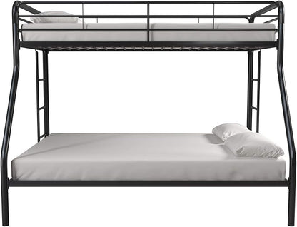 DHP Dusty Metal Bunk Bed with Secured Ladders, Twin/Full, Black