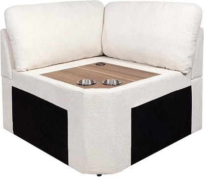 Ball & Cast 116" Oversized Modular Sectional Sofa,Large Chenille Upholstered Couch L-Shaped 7 Seat with Movable Ottoman & 2 Pillows,Comfty Sectionals W/Cup Holders & USB Ports,for Living Room,Beige