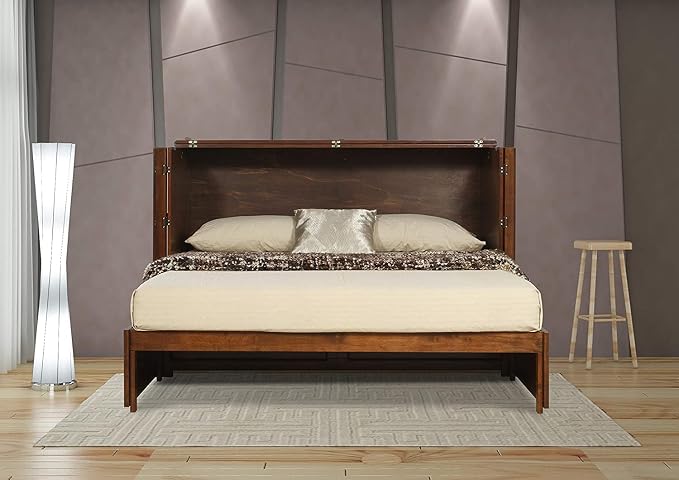 Mega Solutions Emurphybed Paradiseo Murphy Cabinet Chest Bed with Charging Station 8 Inch, Queen (Tobacco)