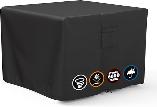 SHINESTAR Fire Pit Cover Square, Fits for 28-30 Inch Fire Pit Table, 600D Heavy Duty Fabric, Waterproof and Windproof, 30 x 30 x 24 Inches, Black