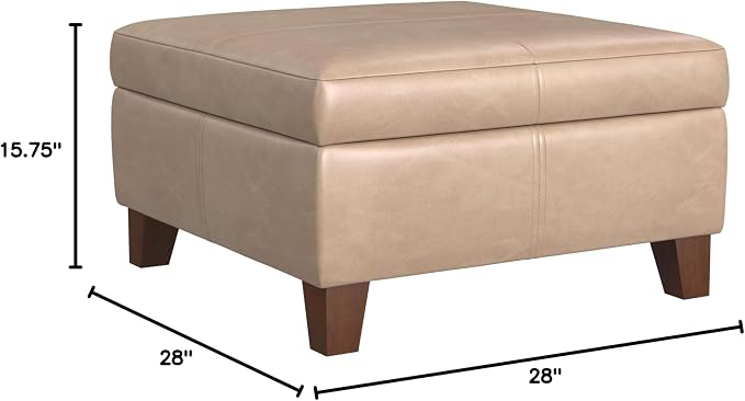 HomePop 28" Faux Leather Square Storage Ottoman - Sand