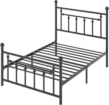 SHA CERLIN 14" Twin Size Metal Platform Bed Frame/Victorian Headboard and Footboard/Steel Slats Mattress Foundation for Storage/No Box Spring Needed/Noise Free/Black