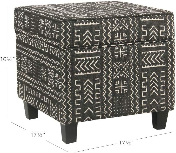 HomePop 18" Classic Square Storage Ottoman - Onyx