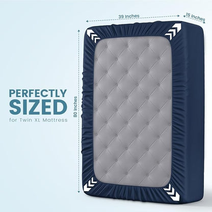 Utopia Bedding Waterproof Mattress Protector Twin XL Size, Premium Terry Mattress Cover 200 GSM, Breathable, Fitted Style with Stretchable Pockets (Navy)