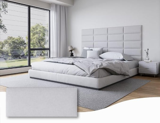 Peel and Stick Upholstered Wall Mounted Headboard King Size, 12 Panels Tufted Fabric Headboard,Wall Mounted Headboards, Interior Wall Panels for Bedroom, 10"x24" Light Grey