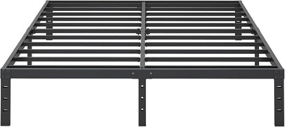 Cieemine 12 Inch Queen Size Metal Bed Frame, Heavy Duty Steel Slat Mattress Foundation,No Box Spring Needed, Easy Assembly, Noise-Free,Black