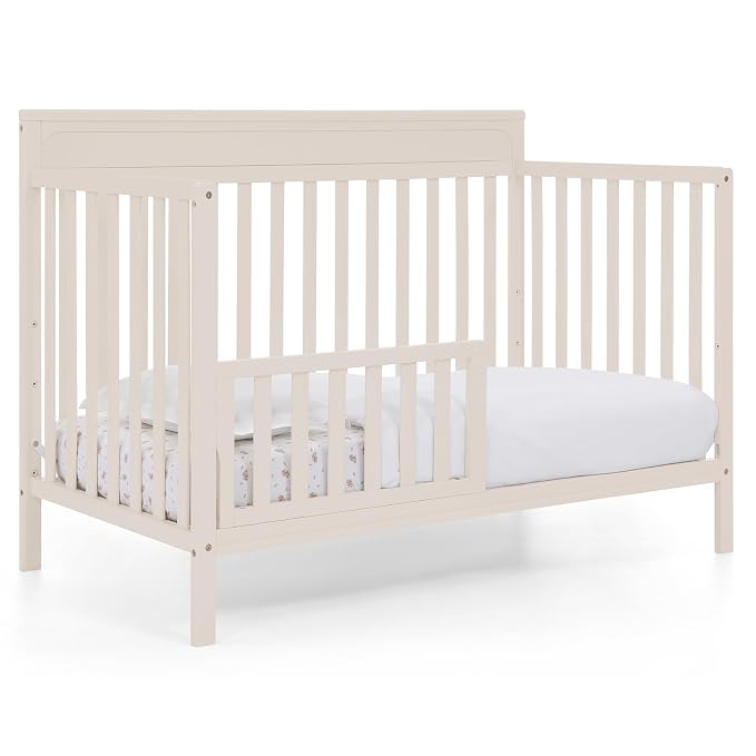 Delta Children Isabelle 6-in-1 Convertible Crib, Converts to Toddler Bed, Daybed, Sofa & Full Bed with/Without Footbaord, Greenguard Gold Certified, Mattress Heights, Soft Beige