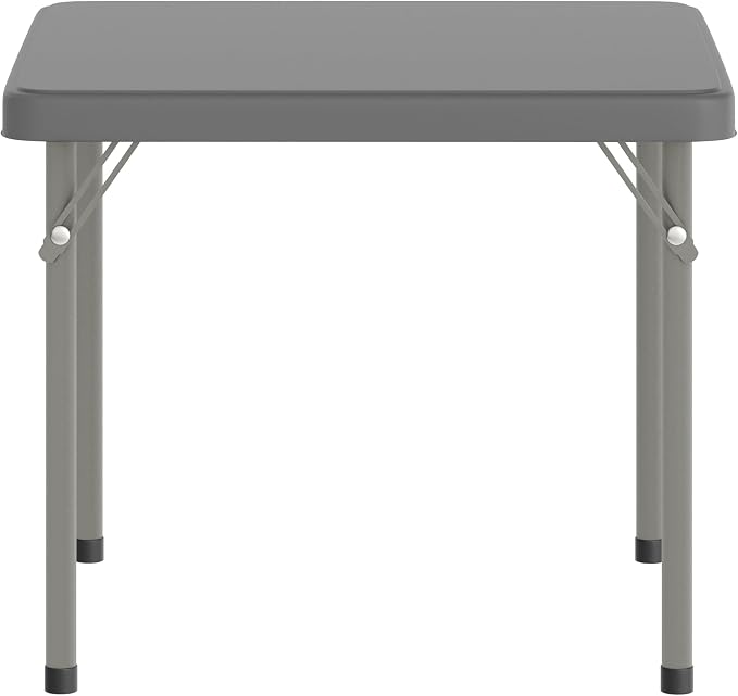 Flash Furniture Paige 24x24 Kids Folding Table with Locking Legs, Commercial Grade Table Recommended for Ages 2-4 in Granite Gray