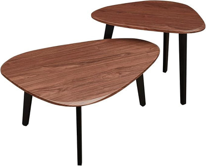Nesting Coffee Table Set of 2-Mid Century Modern Coffee Table | Guitar Pick Stacking Tables with Solid Wood Legs,Small Coffee Tables for Small spaces,Living Room,Balcony
