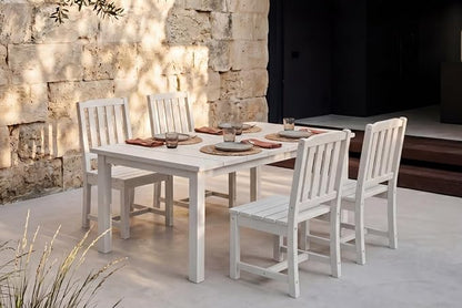 Perli™ 5-Piece Outdoor Dining Set, All-Weather HDPE Patio Furniture with 4 Armless Chairs and Rectangular Table, UV-Resistant 4-Person Set for Deck, Backyard, White