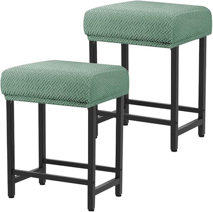 Levoberg Bar Stool Cover Rectangle Stretch Counter Height Barstool Slipcovers Rectangular Vanity Stool Cover Kitchen Counter Saddle Seat Cover for Wooden Metal Bench Set of 2 Cyan