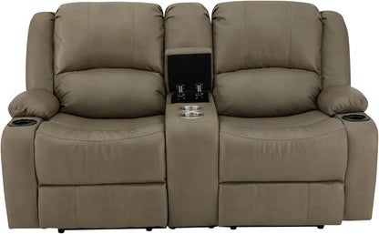 RecPro Charles 67" Powered Double RV Wall Hugger Recliner Sofa RV Loveseat with Upgraded 2023 Fabric (Putty)