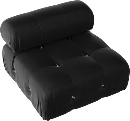 Modular Sectional Sofa, Velvet Couch, Middle seat, Black